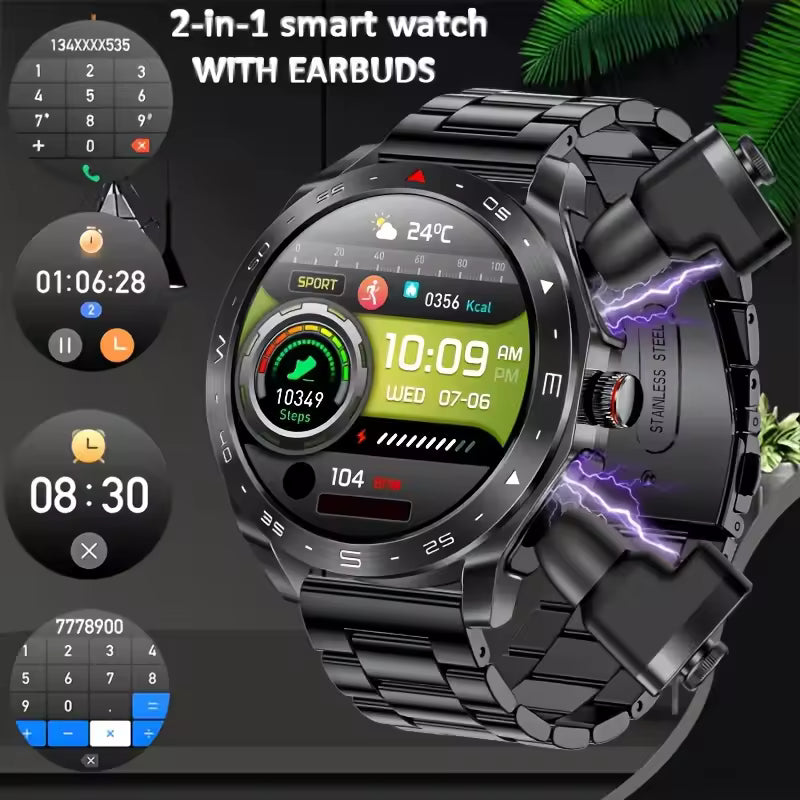 Smart Watch TWS 2-in-1 Bluetooth Earphones With Built-in Speaker HIFI 9D Sound Quality Health And Exercise Monitoring