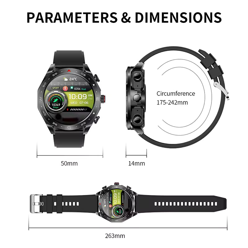 Smart Watch TWS 2-in-1 Bluetooth Earphones With Built-in Speaker HIFI 9D Sound Quality Health And Exercise Monitoring